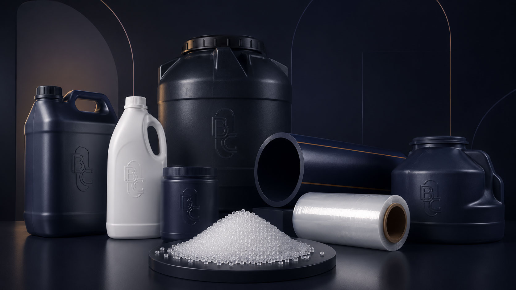 HDPE resin pellets illustration