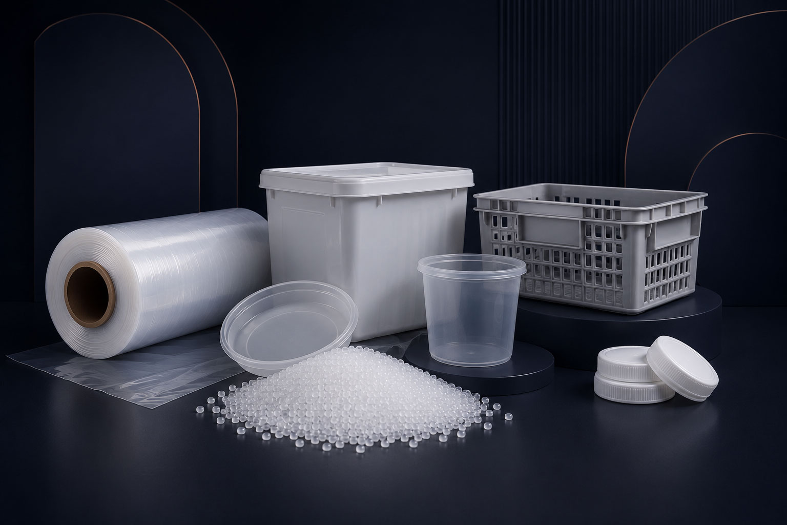 Polypropylene resin pellets illustration